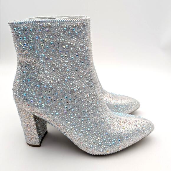Top Moda Brazil-8 Women's Rhinestone Glitter Ankle Boots Silver Size US6.5 EU37 - Picture 3 of 13